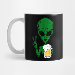 Area51 Alien Beer Peace Sign Lazy Drinking Halloween Gift Mug